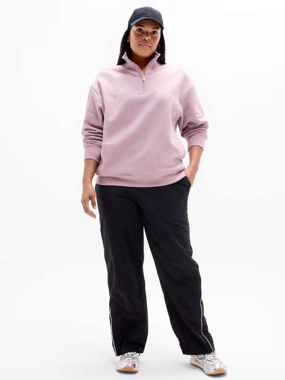 New Athleta S Forever Fleece 1/4 Zip Sweatshirt Blush Pink Small Regular - Picture 4 of 7